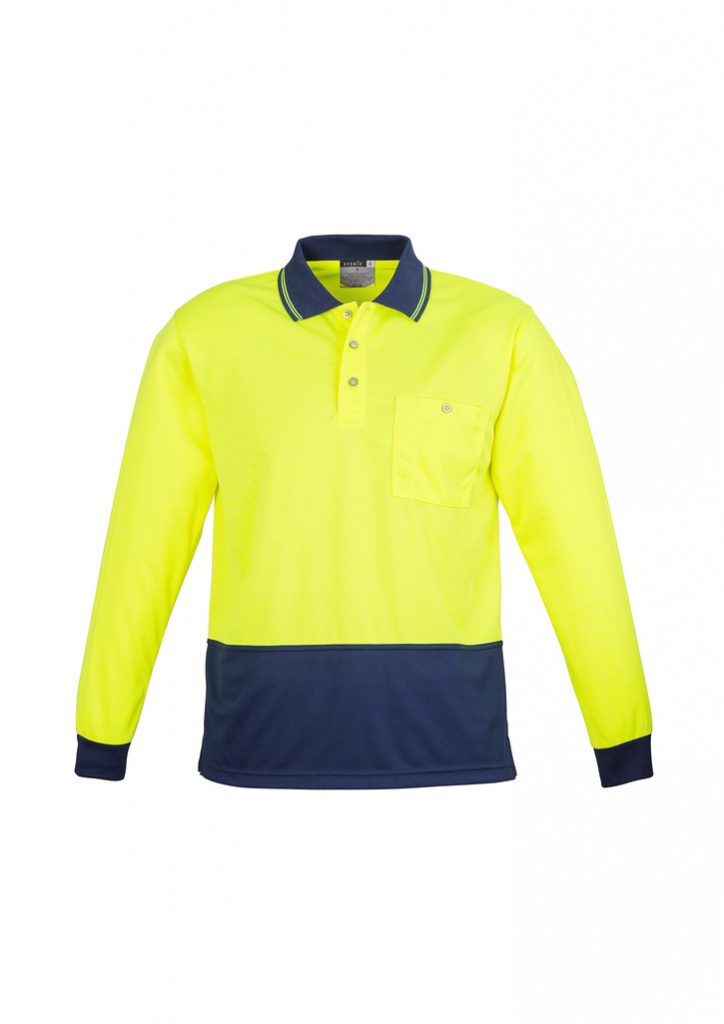 Mens Basic Spliced Long Sleeve Polo